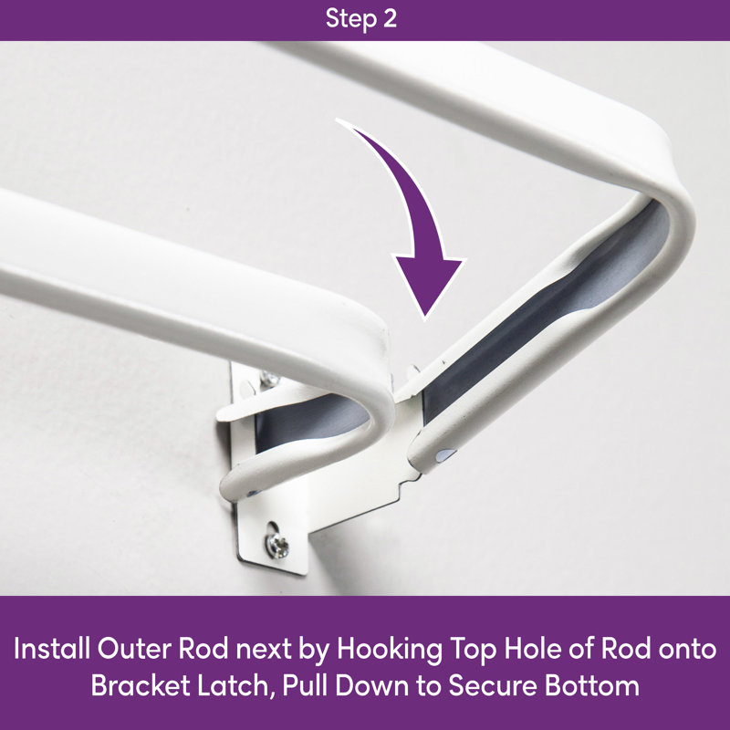 White Adjustable Double Curtain Rod with Mounting Brackets