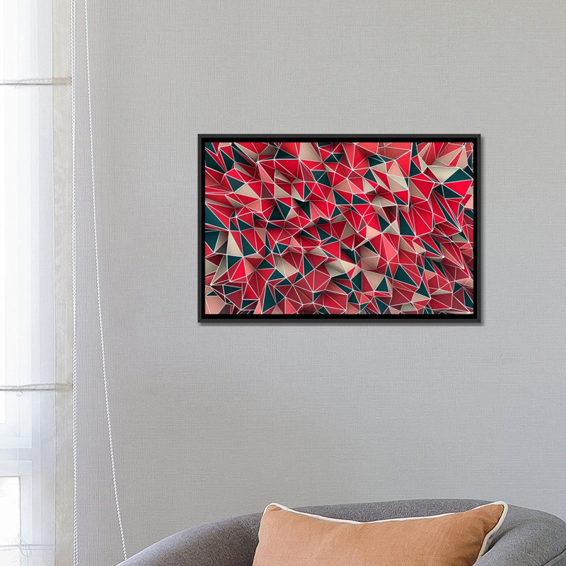 «Kaos Red», impression sur toile, H 18 po x l 26 po x P 1,5 po, Toile encadrée noire, Pas de tapis