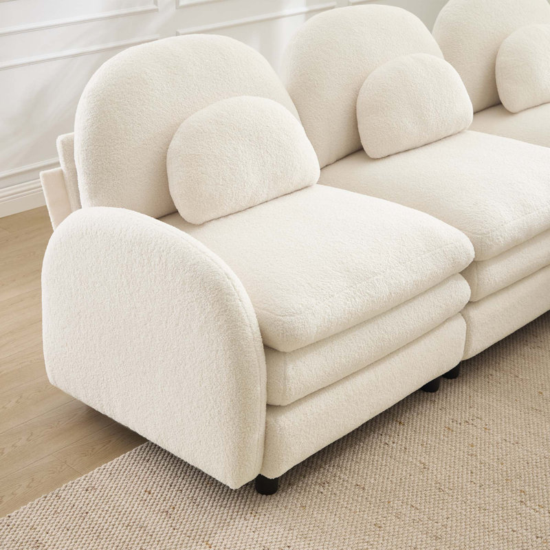 Canapé modulaire Teddy, Beige, 35.4" H x 129.1" W x 33.8" D
