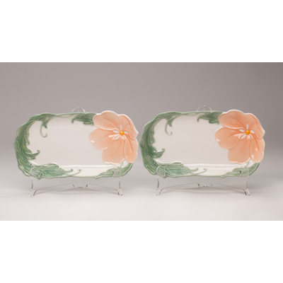 Ensemble de 2 assiettes à fleurs en porcelaine