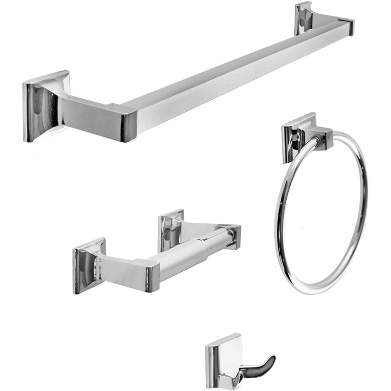 4 - Piece Bathroom Hardware Set, Polished Chrome
