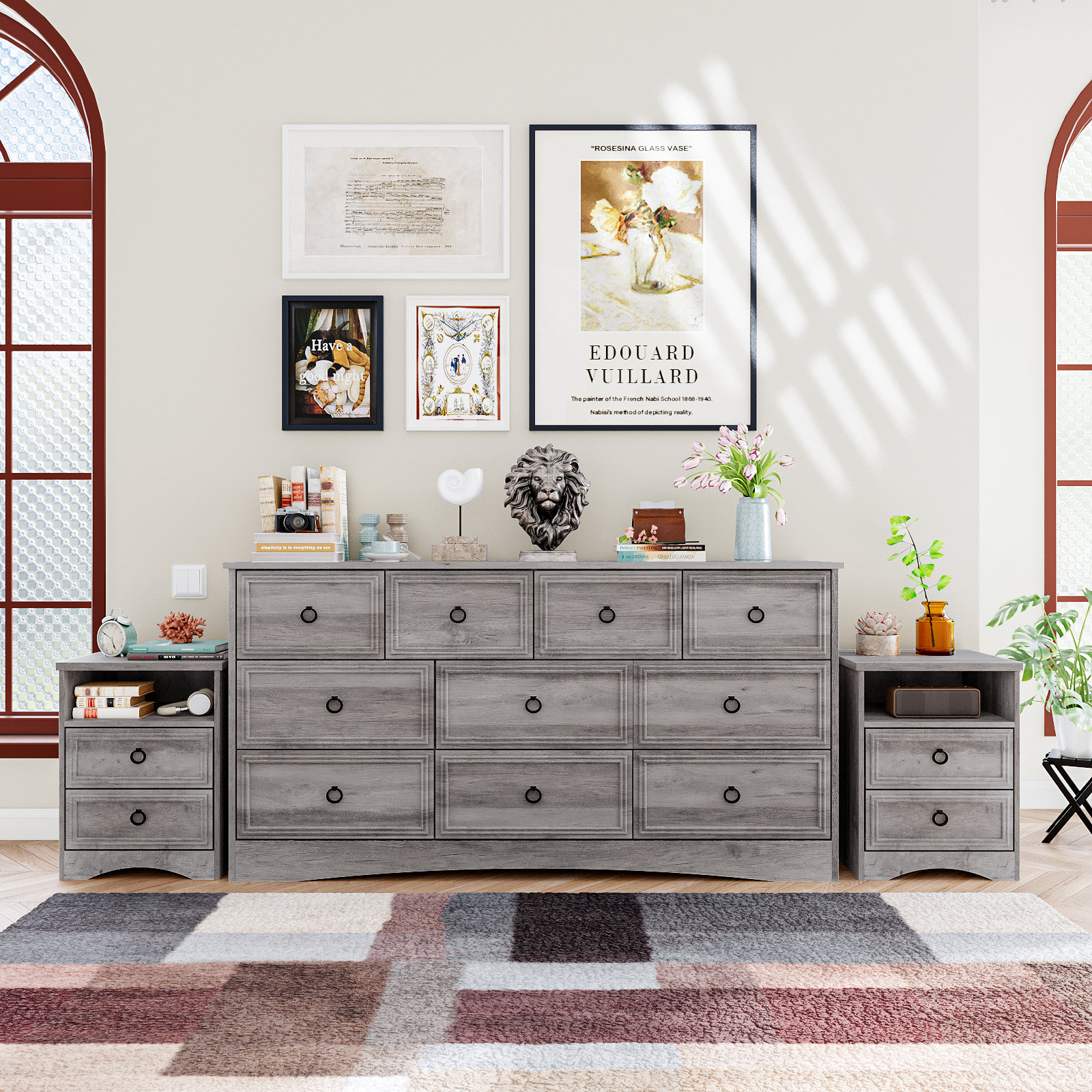 2 piece dresser set Wlive Nightstand Set of 2 2 Drawer Dresser for Bedroom Small Dresser with 2 Drawers Bedside Furniture Night Stand End Table for Bedroom College Dorm -