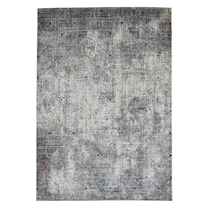 Rosslyn Transitional Gray 7'10" x 9'10" Synthetic Oriental Area Rug