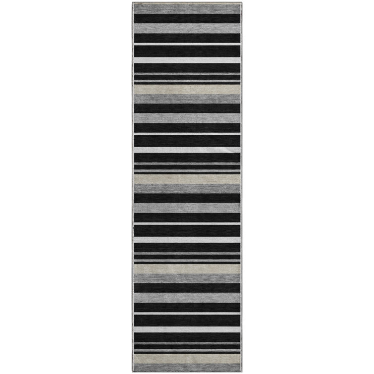 Premium Machine Washable Prisco Black Rug