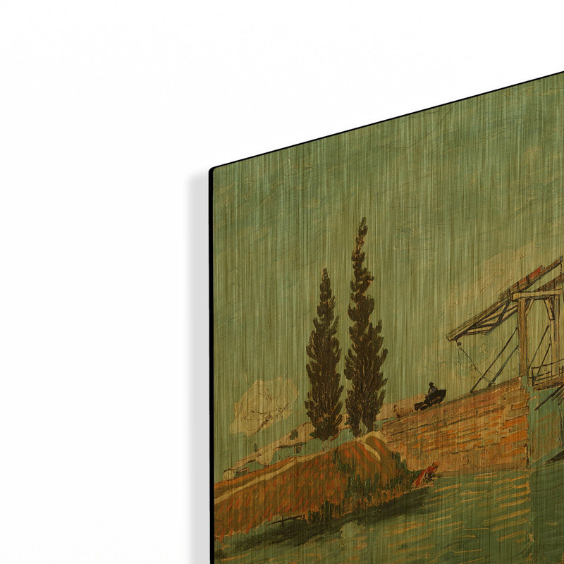 «Die Zugbrucke» par Vincent Van Gogh, art mural en métal doré, 16 po x 12 po, 16 po x 12 po