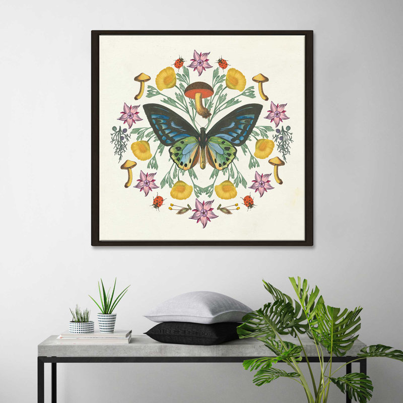 « papillon mandala iv », impression, H 21,5 po x l 21,5 po x P 2 po, Cadre flottant espresso