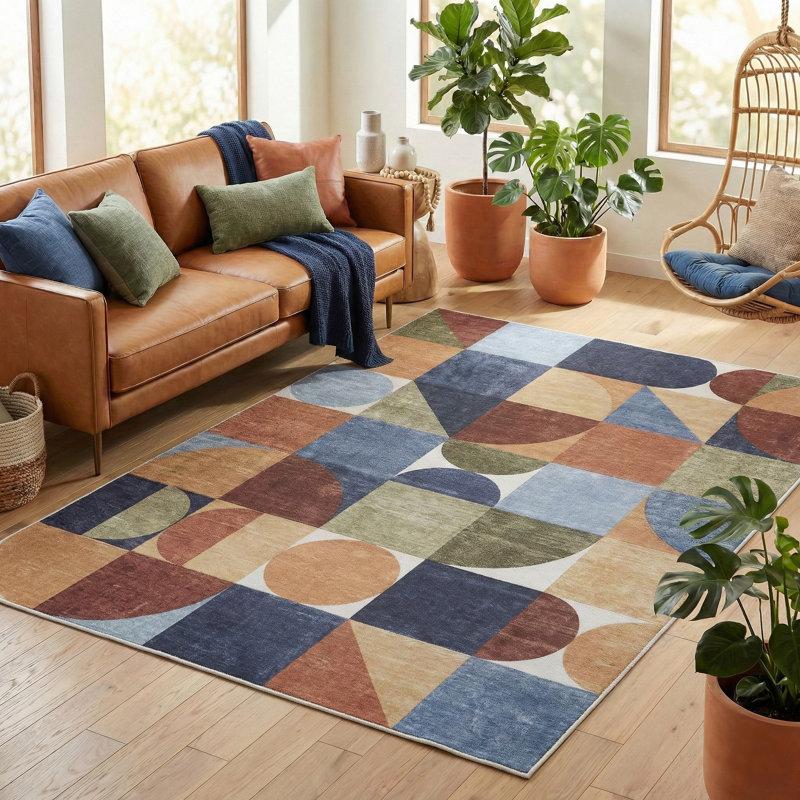 Tapis intérieur / extérieur bleu Naya, Blue Red Green, Rectangle 4pi x 6 pi