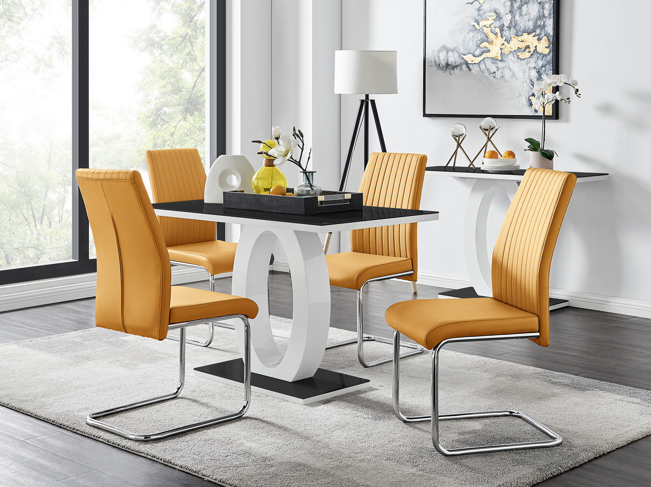 Set of 4 faux 2024 leather dining chairs