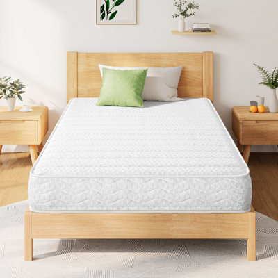 Matelas simple de 8 po à fermeté moyenne, ressorts ensachés, mousse, support de bord, confort et circulation d'air, ressorts ensachés indépendamment, installation sans effort de matelas à ressorts fermes de 8 po, respirant