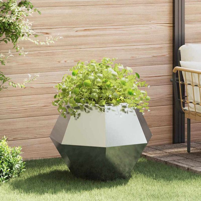 Planter Silver Galvanised Steel, 60cm H x 75cm W x 75cm D