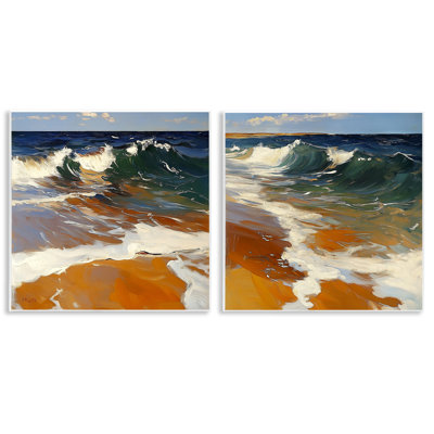 Glassy Coastal Break 2pc Wall Plaque Set, design by Walker Noble