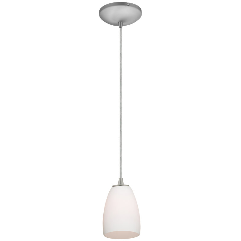 Phinney 1 - Light Single Pendant, Brushed Steel, Amber, Cord