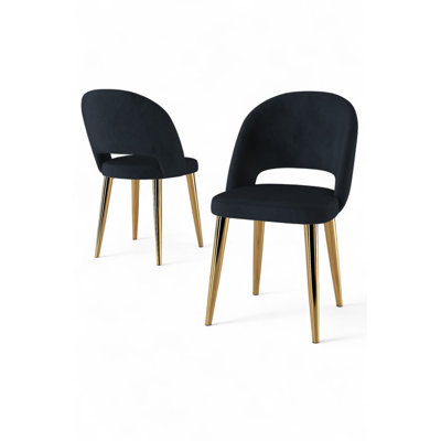 Modern 4-Piece Chair Set, Anthracite & Gold | 100% Metal Frame, Plywood Back, Babyface Fabric | Dimensions: 18.5 x 33.9 x 18.5 inches | 22 DNS Foam Back & 28 DNS Foam Seat | Stylish Glam Design for Home & Office