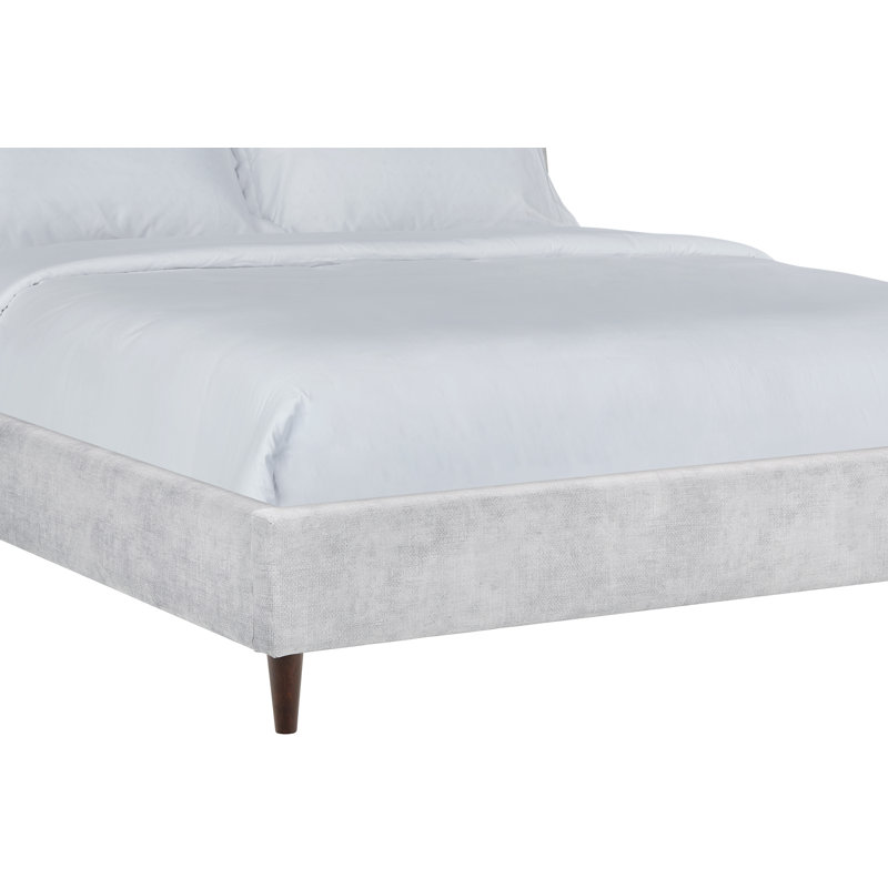 Zayne Upholstered Wingback Platform Bed, Light Gray, Queen