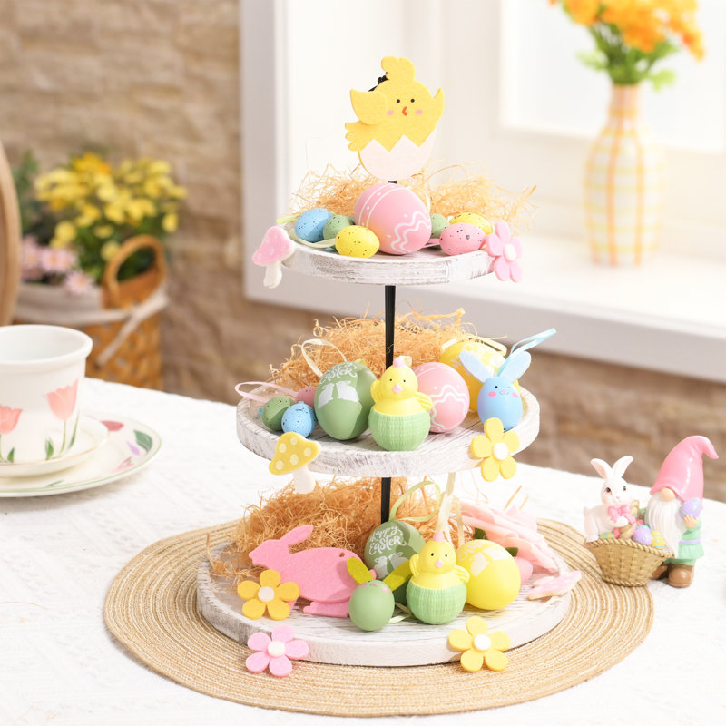 Valery Madelyn 35 pièces œufs de Pâques décorations d'arbre, œufs de Pâques en plastique rose bleu pastel ornements d'arbre en vrac pour les décorations de Pâques, œuf suspendu incassable pour décoration de fête de printemps