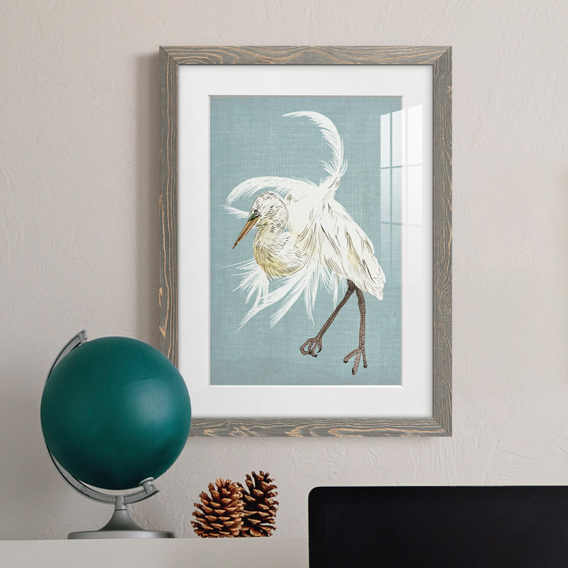 Heron Plumage IV encadré mat - prêt à accrocher, H 24 po x l 20 po x P 1 po, Cadre gris