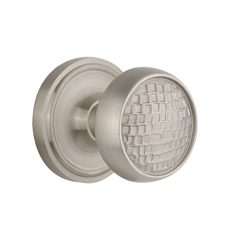 Classic Rosette with Craftsman Door Knob, Satin Nickel, 2-3/8"
