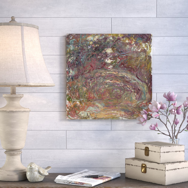 « the rose path » par claude monet, reproduction d’art sur toile tendue, H 12 po x l 12 po x P 0,75 po