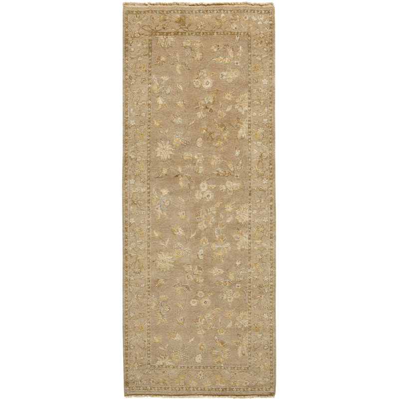Hand Knotted Oriental Area Rug in Cream/Ivory, Runner 3' x 20'
