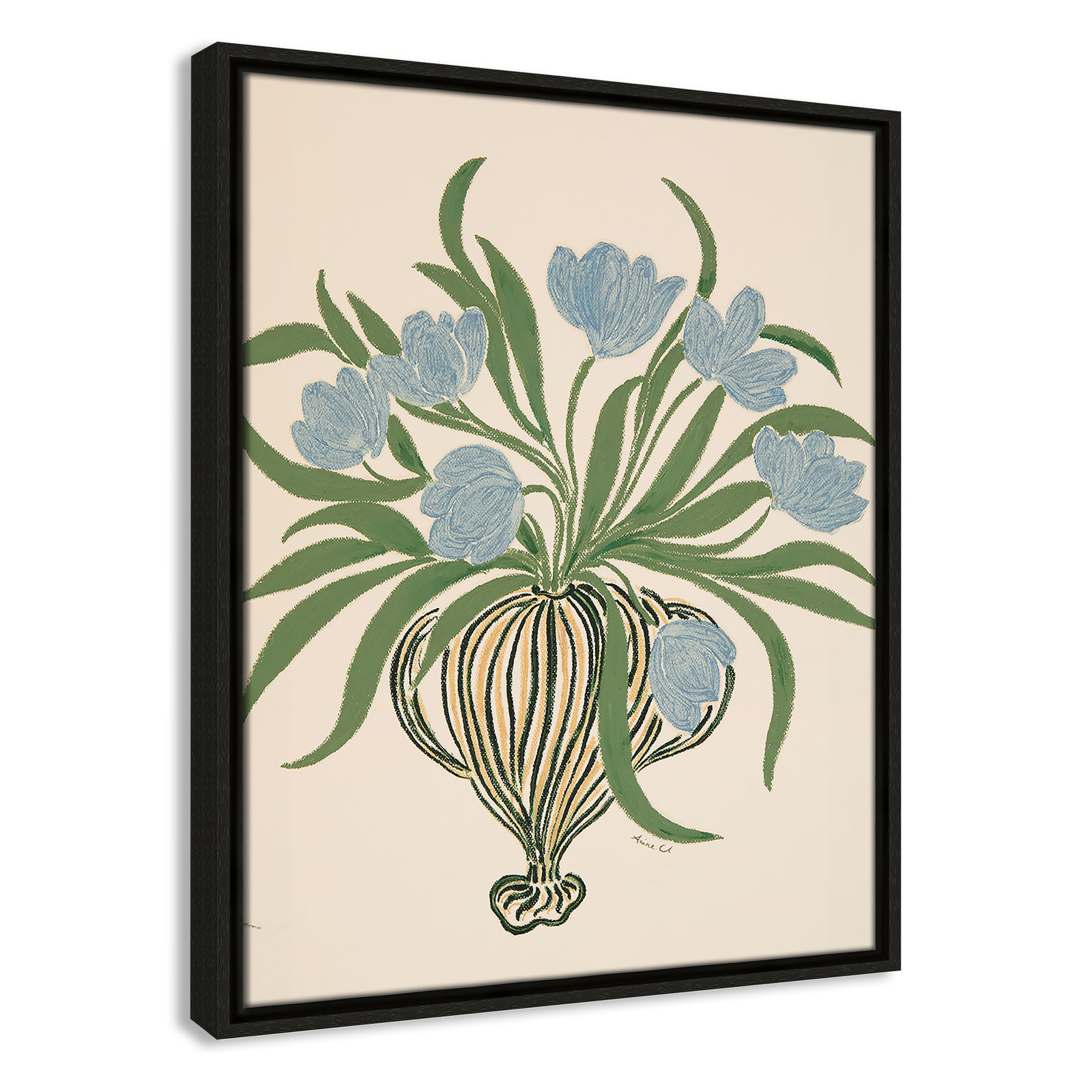 Colette "La Poire Blue Tulips" Print, 21.5" H x 17.5" W, Espresso