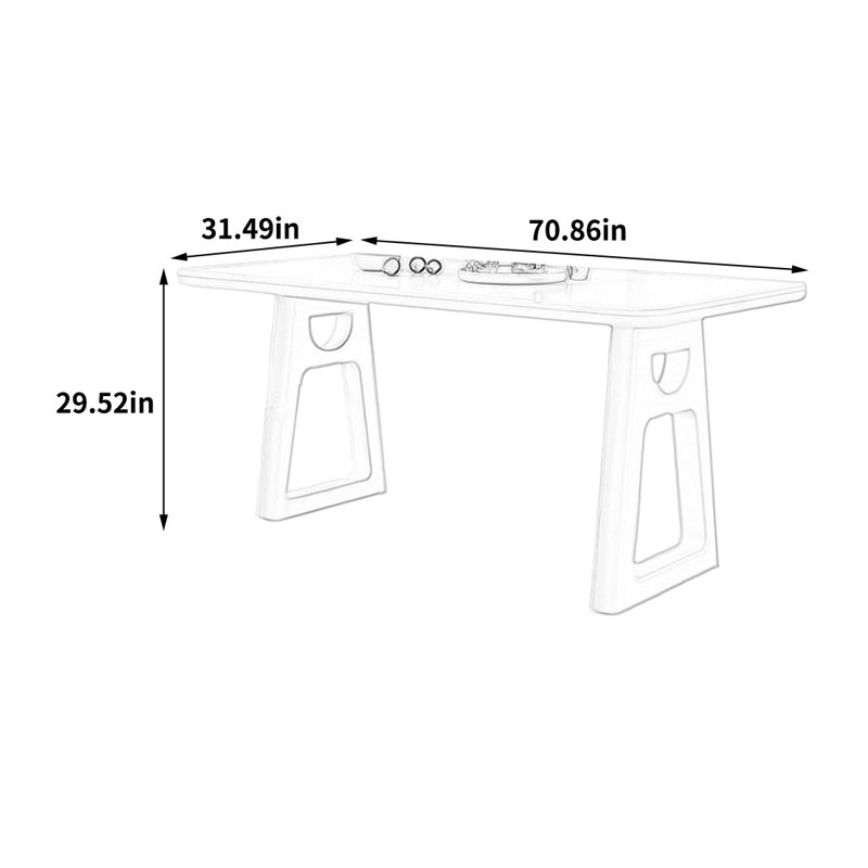 Table de salle à manger élégante et sophistiquée, 29.52"H x 70.86"L x 31.49"W