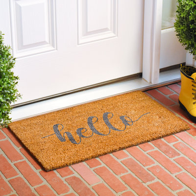 Tapis d'entrée antidérapant pour l'intérieur Hello Script
