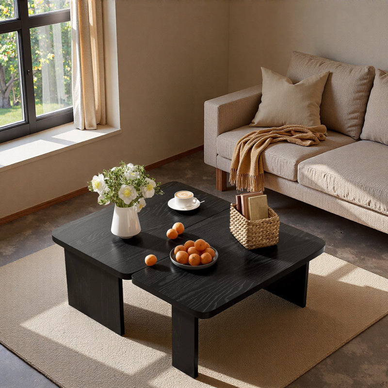 Ensemble de table basse moderne et minimaliste, table basse rectangulaire avec motif d'épissure, table de combinaison multifonctionnelle
