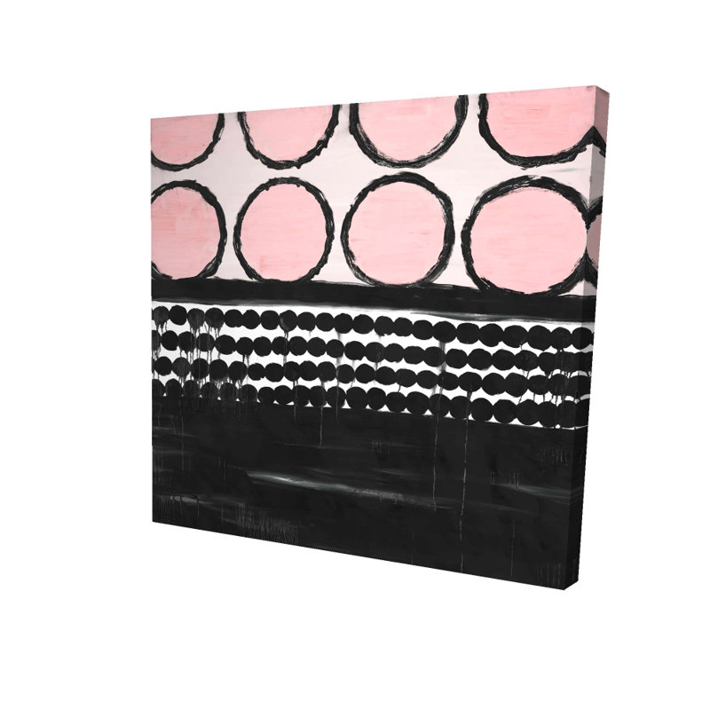 Toile abstraite blanche | Grappe de cercles roses