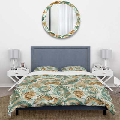 Gold Green Coastal II - Coastal Duvet Cover Set