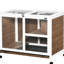 Cage à lapins d'intérieur avec roulettes, bureau et table d'appoint, bois brun imperméable pour les lapins, la propriété compacte et la petite nature