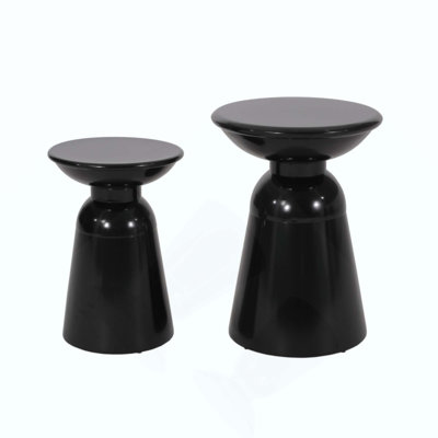Outdoor Iron Side Tables With Flared Design, Set Of 2