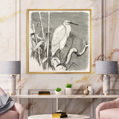 Petit oiseau aigrette - reproduction de dessin sur toile
