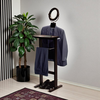 Eloise Valet Stand with 1-Drawer in Espresso Finished Wood, 55.37" H X 14.71" W X 13.86" D