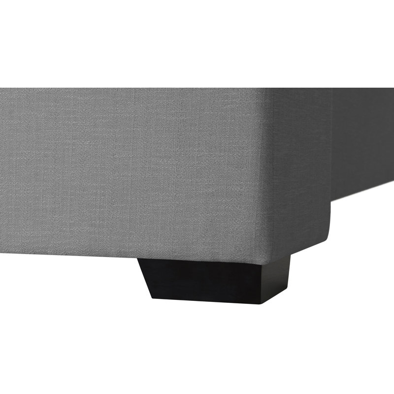 Oxford Tachani Upholstered Platform Bed, Twin, Grey Linen Textured Fabric