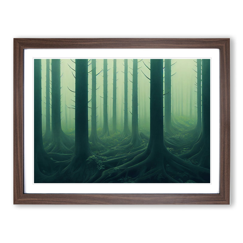 Carefree Forest - Single Picture Frame Print, 25cm H x 34cm W x 2cm D, Walnut Framed