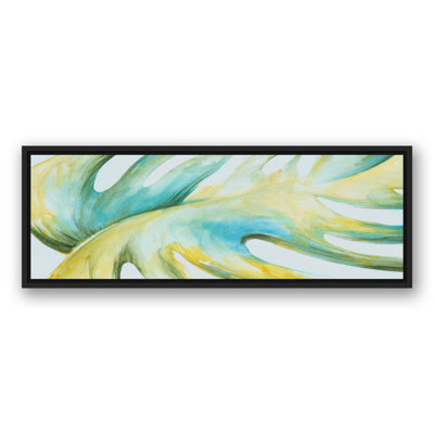 Feuille de palmier vif encadrée sur toile
