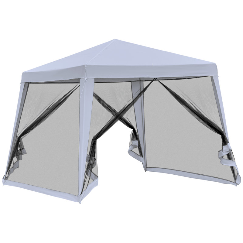 Outsunny 10'X10' Outdoor Canopy Tent, Slant Leg Sun Shelter With Mesh Sidewalls, Patio Tents For Parties, Gray