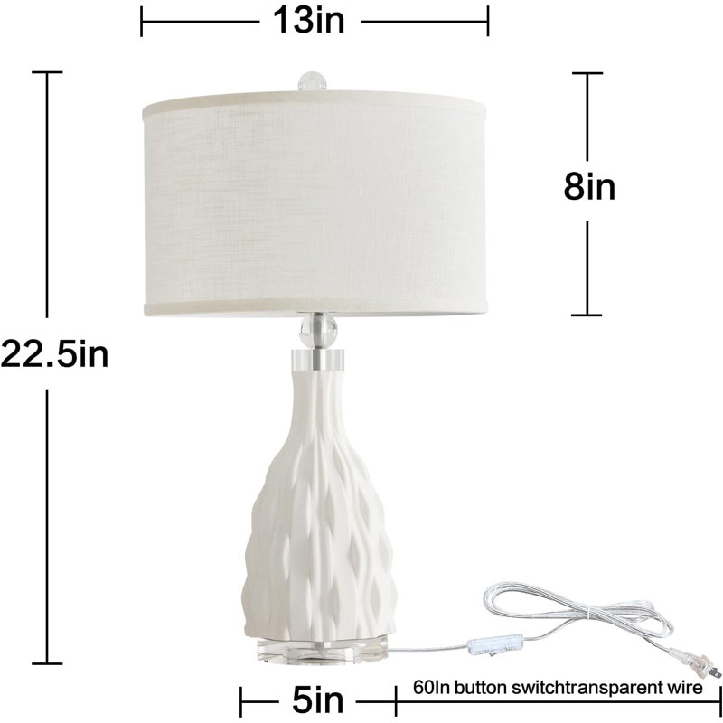 Modern White Textured Ceramic Desk Lamp