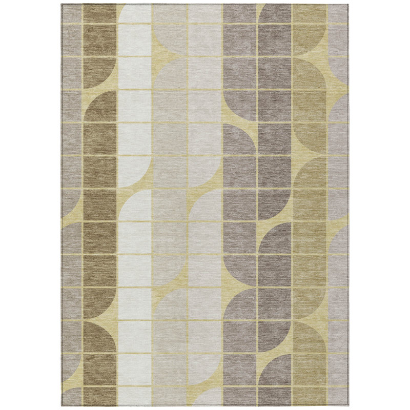 Machine Washable Indoor/Outdoor Lockway ACN2418 Mid-Century Modern Rug, Rectangle 2'6" x 3'10"