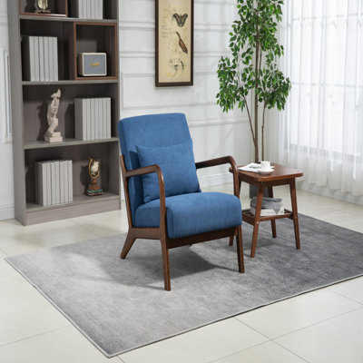 Chaise d'appoint Mid-Century moderne avec structure en bois, fauteuil rembourré pour la lecture et la détente, coussin de taille souple inclus