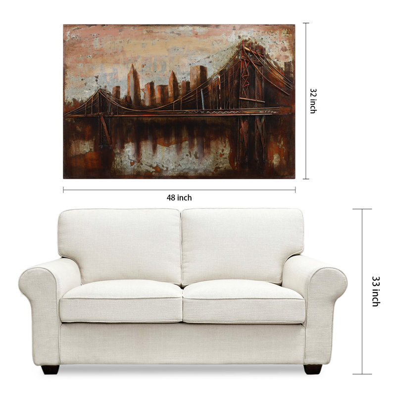 Handmade Industrial Brooklyn Bridge Metal Wall Art