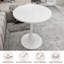 Table basse 27,6 "à effet marbre avec plateau veiné blanc et base piédestal blanche-830419817