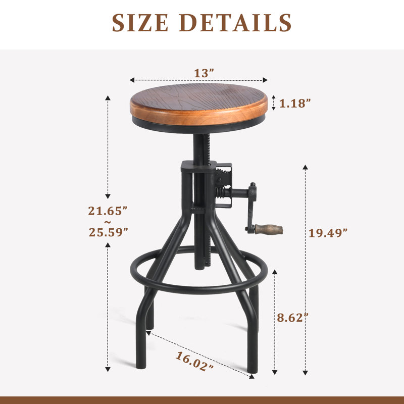 Kailar Adjustable Height Counter Stool with Metal Frame