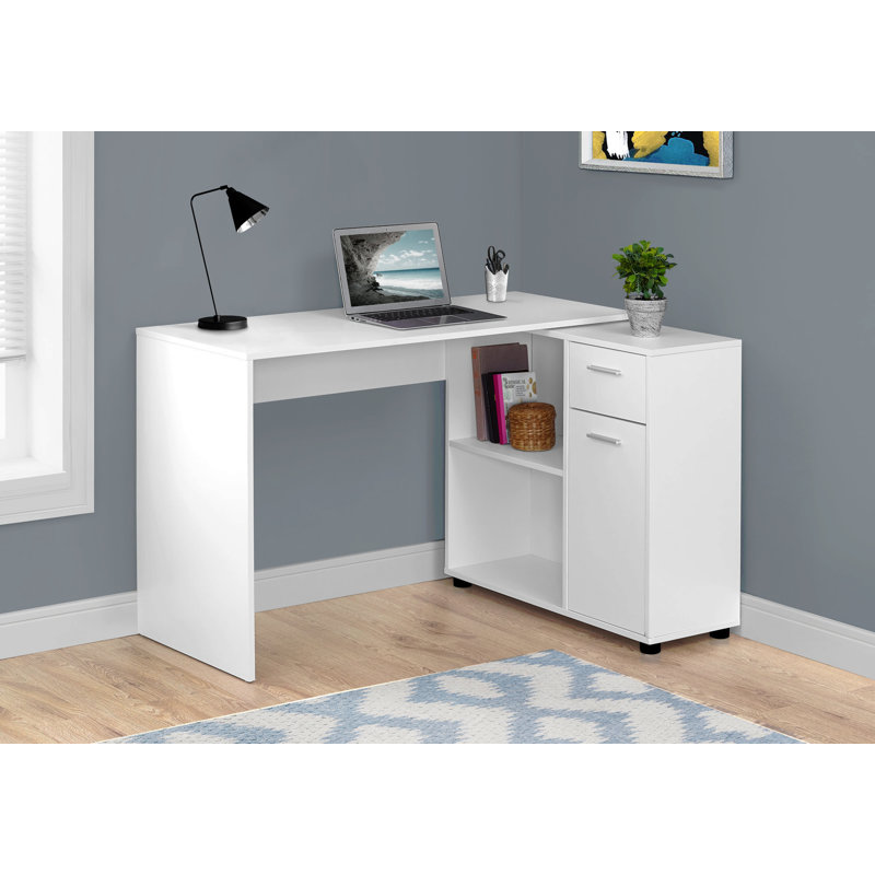 Bureau d'ordinateur, bureau personnel, coin, tiroirs de rangement, L 46 po, forme en L, travail, stratifié pour ordinateur portable, contemporain, moderne