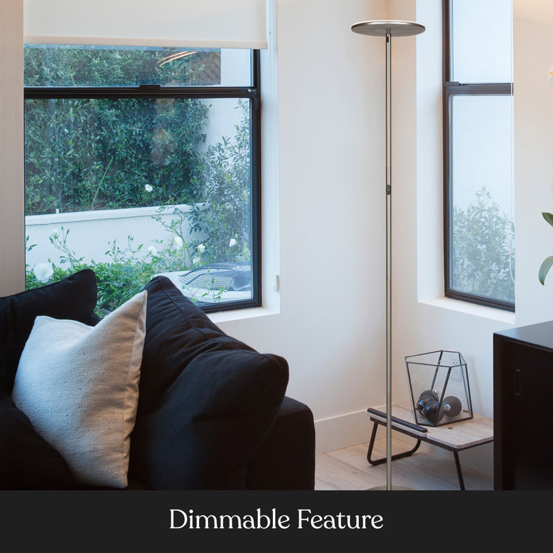 Flux 67 in. Industrial Dimmable LED Floor Lamp with Adjustable Head, Nickel