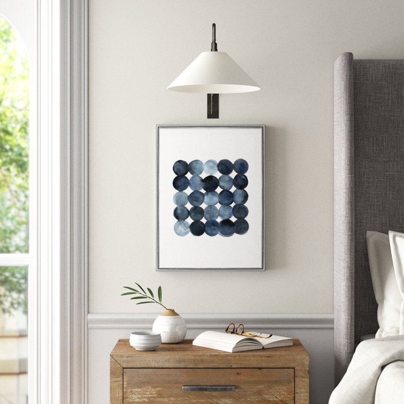 «Blue Grey Density I», peinture sur toile, H 24,5 po x l 18,5 po, Impression encadrée, Argent argent