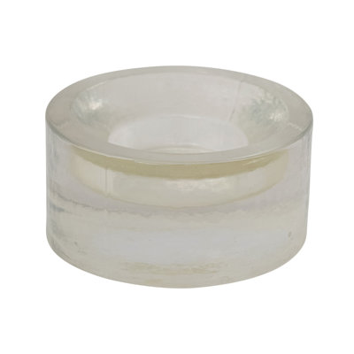 Bougeoir rond en verre pressé