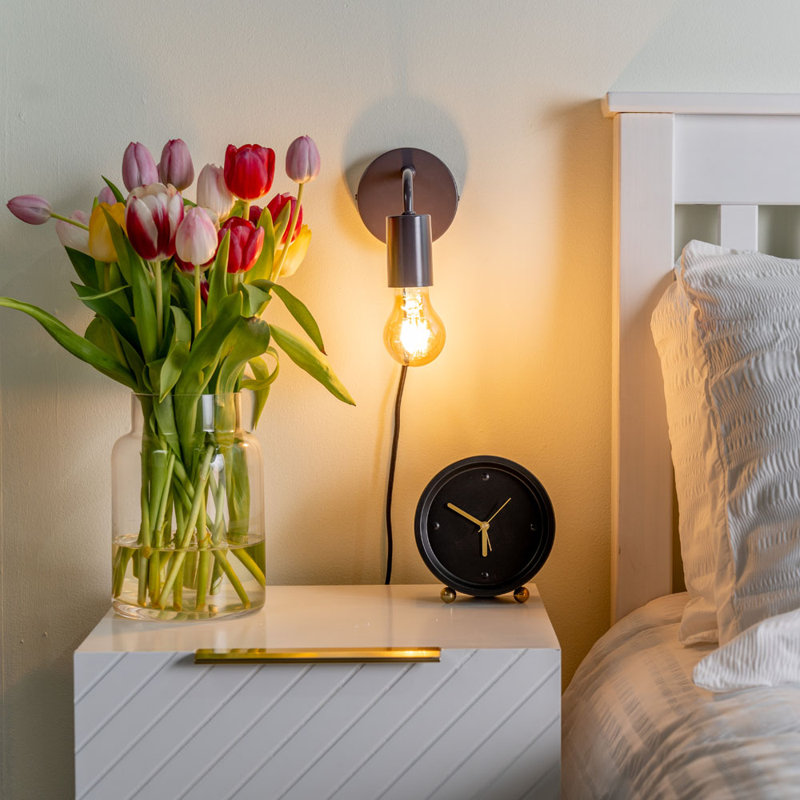 Caryol Plug-in Armed Sconce, Yes, Charcoal