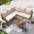 5  Person L-Shaped Outdoor Wicker Sofa with Coffee Table
