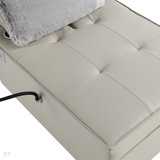3 In 1 Sofa Bed,Speaker Chair, Reclining Sleeper Sofa Bed,Futon With Bluetooth Speaker 2 USB Port, Phone Holder Accent Chair, Functional Backcushion And Headrest, Full Leather,Faux Fur Pillow.